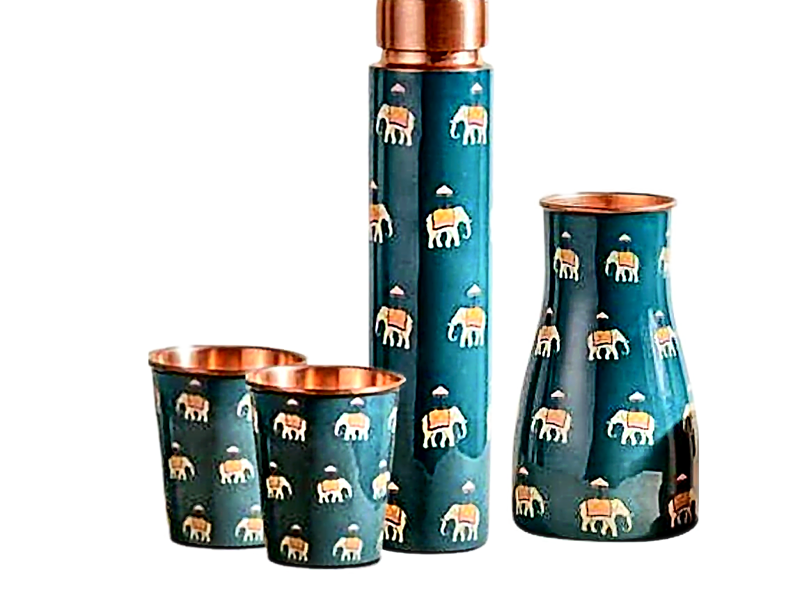Copper Meenakari Bedside Pot - Style 10