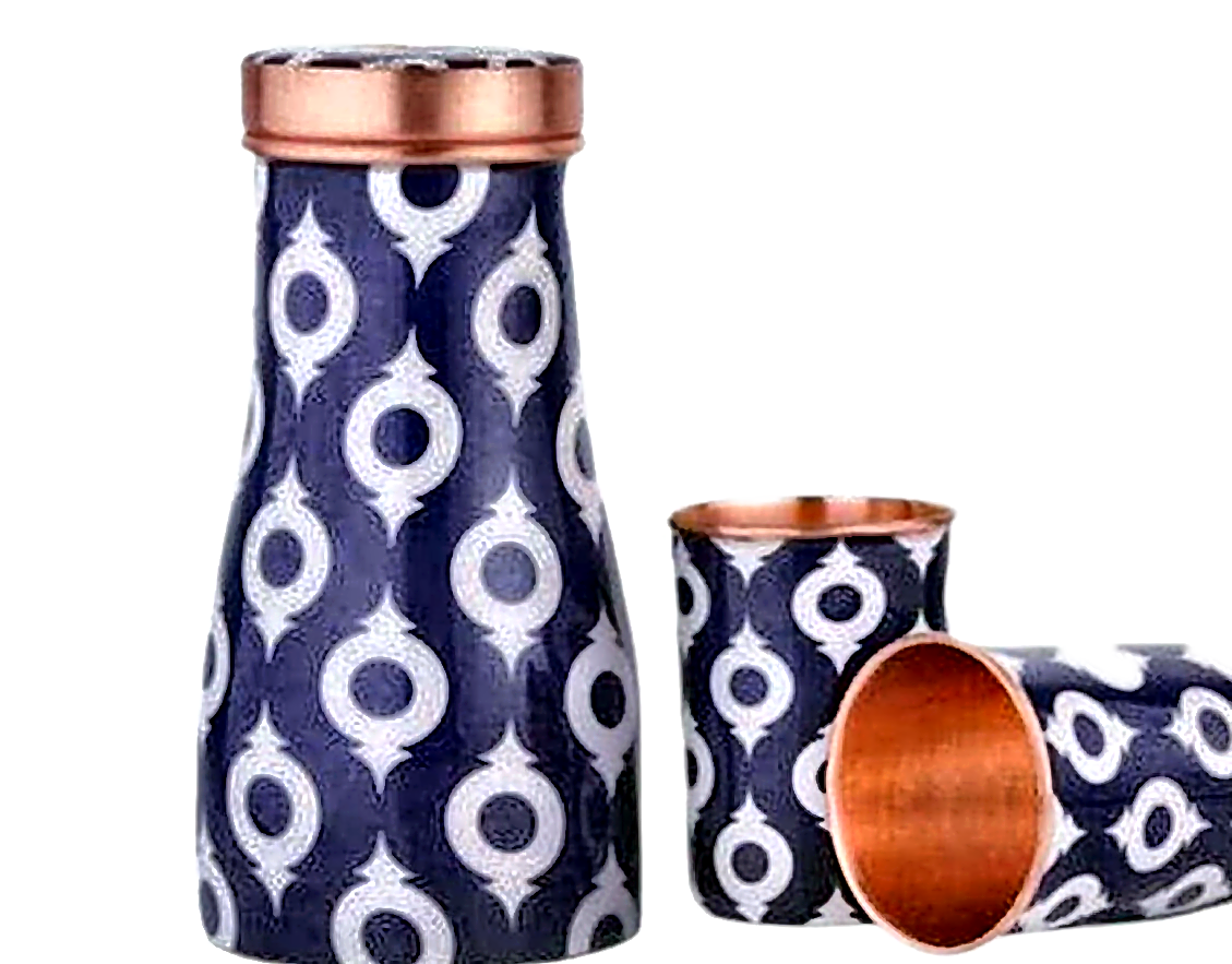 Copper Meenakari Bedside Pot - Style 3