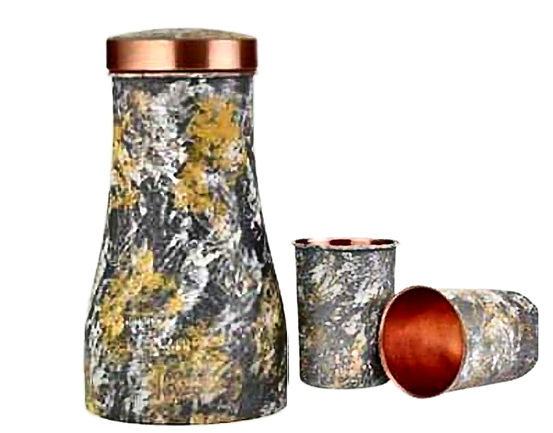 Copper Meenakari Bedside Pot - Style 4