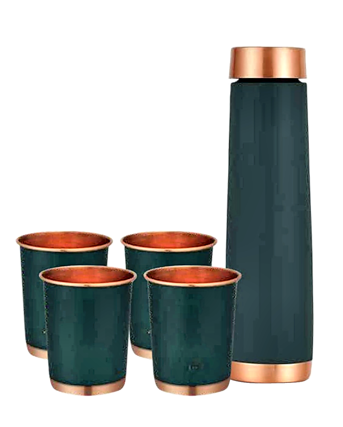 Premium Copper Bottle With Glass Gift Set - Style 1