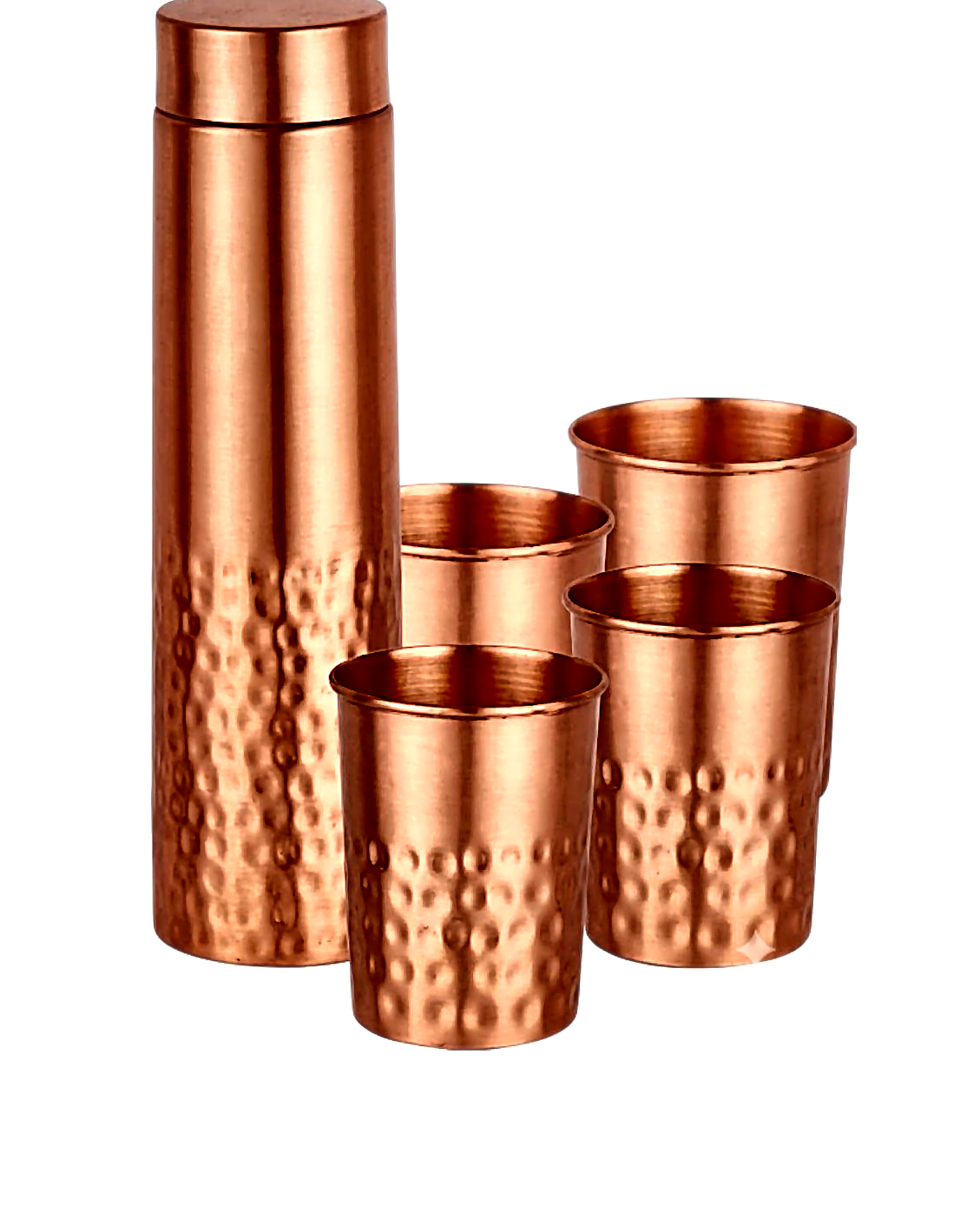 Premium Copper Bottle With Glass Gift Set - Style 3