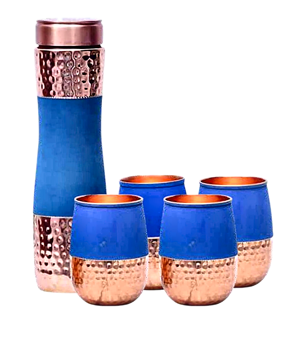 Premium Copper Bottle With Glass Gift Set - Style 5