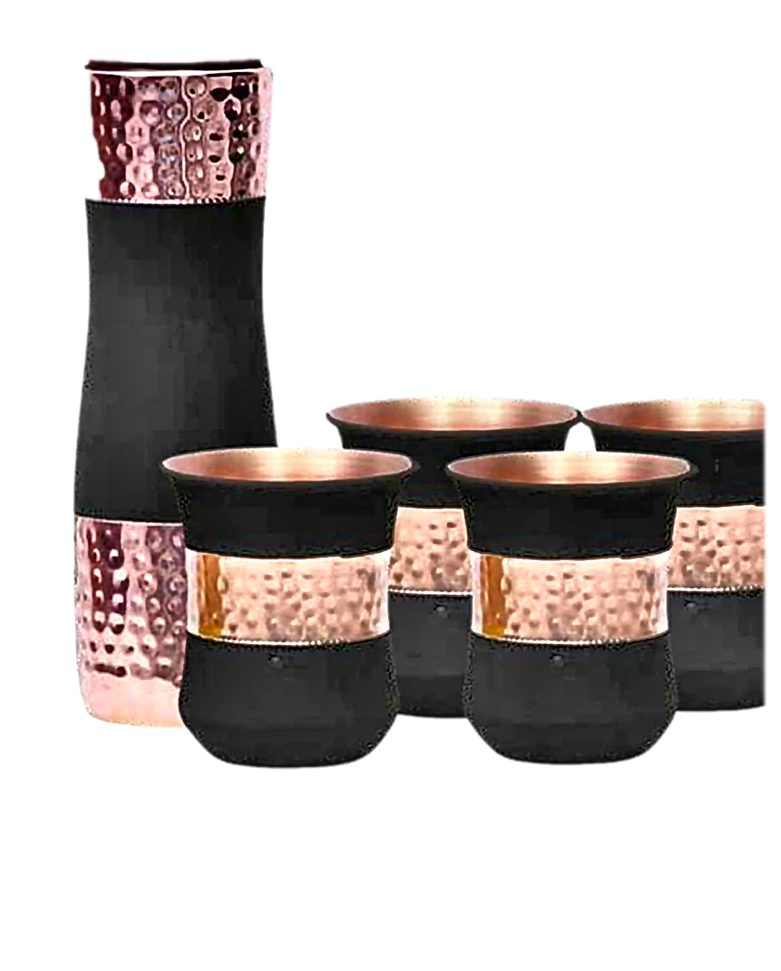 Premium Copper Bottle With Glass Gift Set - Style 7