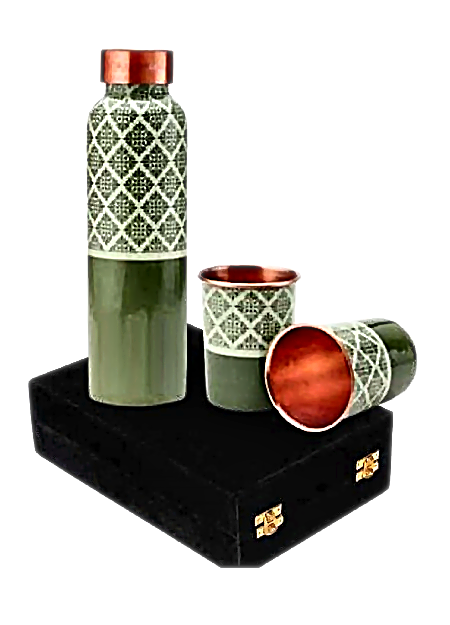 Q7 Marble Print Meenakari Bottle Gift Set Box