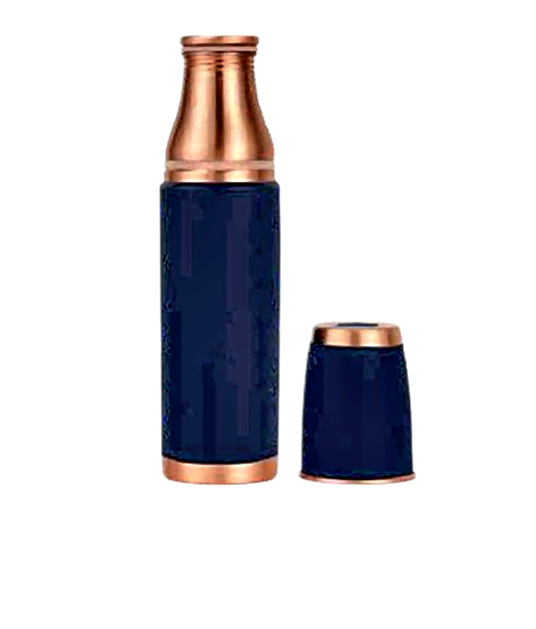 Wine & Glass Copper Water Bottle - Style 9